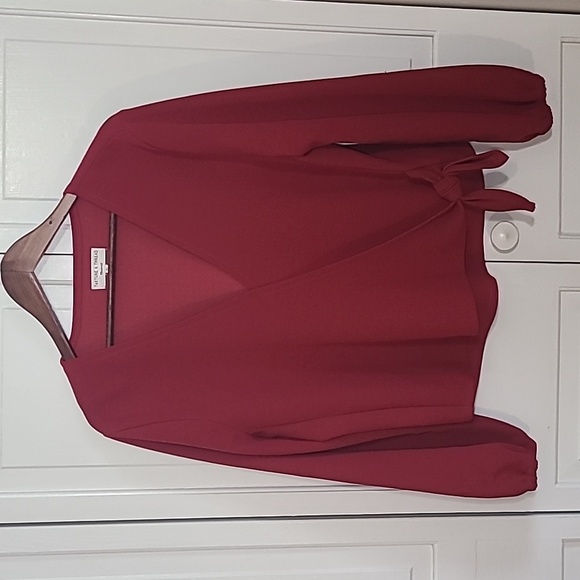 Madewell Texture & Thread Red Crimson Crepe Wrap Side Tie Top XL - Picture 1 of 4